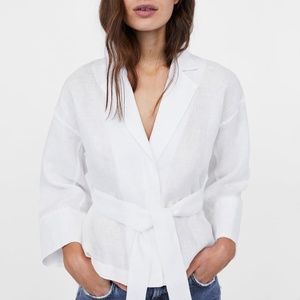 Zara Linen Wrap Blouse